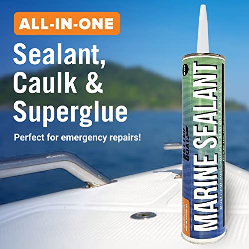 Marine Sealant and Adhesive, Waterproof Marine Grade Caulk, High Temp Water Sealant for Boat, Auto, RV, Without Silicone - 1 Tube, Black, 10 oz - color: Black, size: 10 oz