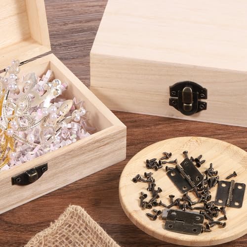 Antique Bronze Hinges & Latches Kit for Wooden Box, Retro Zinc Alloy Hardware for Jewelry Box, Decorative Small Cabinet with Matching Screws for Craft Projects