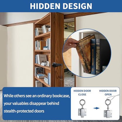 TamBee Hidden Bookcase Door Book Latch and Lock, Secret Book Latch Hidden Door Kit for Bookshelf Doors, DIY Secret Doors for Home Office, Storage, Safe Room