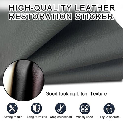 Leather Repair Tape,3.9 x 63 Inches Self Adhesive Leather Repair Patch,Vinyl Leather Repair Kit for Furniture,Couches,Car Seats,Sofas,Office Chairs,Dark Gray - color: Dark Gray, size: 3.9*63inch