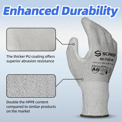 Schwer 12 Pairs Cut Resistant Gloves ANSI A6/A7 (Send Randomly) CR7120 Cut Proof Work Gloves, Touchscreen, for Men and Women Used for Woodworking, Glass Cutting, Construction, Cargo Handling, XS - size: X-Small, style: 12 Pairs-super Saver Set