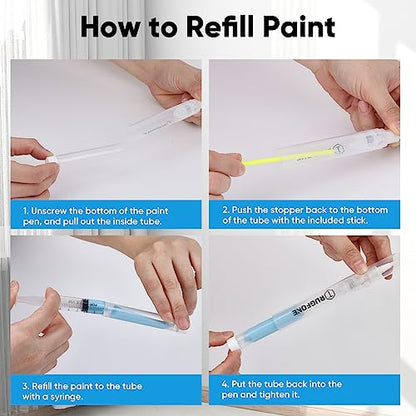 Touch Up Paint Pen 4 Paint Touch Up Pens Fillable Brush Refillable for Walls Wall Repair Funiture Cabinet Wood Floor Window 6ML 9Pcs Set
