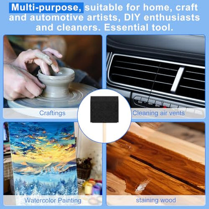 8 Pcs Black Foam Paint Brushes Set, 1'' 1.6'' 2'' 2.8'' Sponge Paint Brush with Wooden Handle, Multi-Functional Foam Brushes for Painting, Staining, Craft, Varnish, Touch Up, Art, Acrylics