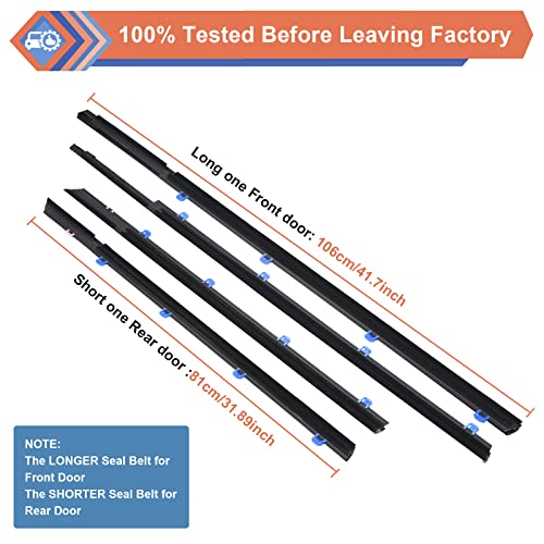 ZONFANT 4 Pcs Car Outer Door Window Moulding Trim Weatherstrip Seal Belt Compatible with Honda Vehicle 2012-2015 Civic, Replace#72450-TR0-A01 72410-TR0-A01 72950-TR0-A01 72910-TR0-A01 - size: 2012-2015