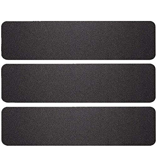 3 Pack Large 6 Inch x 24 Inch Non Slip Stair Treads Black High Traction Adhesive Pre-Cut Safety Tape/Tread Prevents Slips and Falls Outdoor