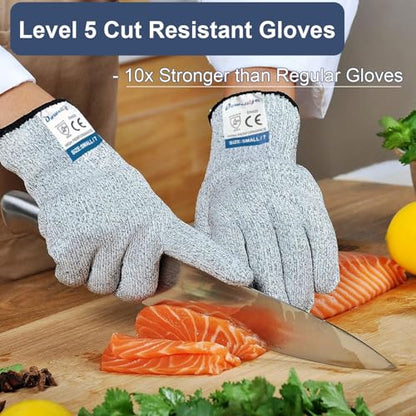 Dowellife Cut Resistant Gloves Food Grade Level 5 Protection, Safety Kitchen Cuts Gloves for Oyster Shucking, Fish Fillet Processing, Mandolin Slicing, Meat Cutting and Wood Carving. (Large-12 Pairs) - size: Large (Pack of 12), style: Original