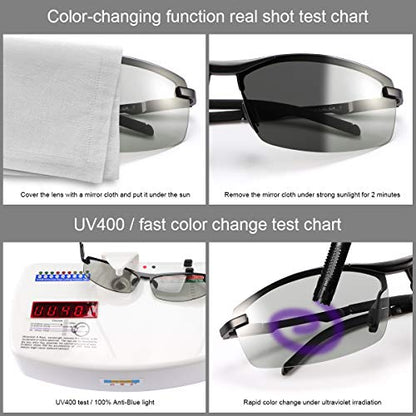 YIMI Men Photochromic Polarized Sports Sunglasses Cycling Fishing Driving Glasses UV Protection Eyeglasses Anti Glare Eyewear - color: A557 Black