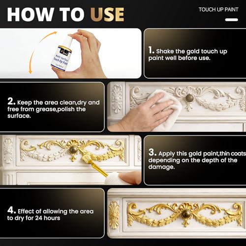 DWIL Liquid Gold Leaf Paint - Multi Surface Gold Touch Up Paint Pen, Fast Drying Acrylic Metallic Finish, Scratch Repair for Metal, Wood, Craft, Canvas, Plastic, 1.5 Fl Oz (High Gloss) - color: Gold