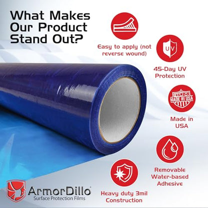 ArmorDillo 26.22 per roll 9 Rolls (case) New 3-Ply Strong Easy to Use Hardwood Floor, Hard Surface Protection Film (17.5" x 100') - size: 17.5"x100' (Pack of 9)