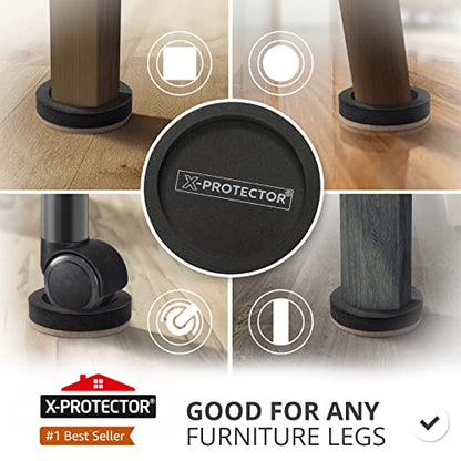 Felt Furniture Sliders for Hardwood Floors X-PROTECTOR 4 PCS 4 3/4” - Furniture Slider with Unique Design - Heavy-Duty Furniture Movers for Hard Surfaces - Felt Sliders - Move Your Furniture Easily! - size: 4 Pcs 4 3/4 Inch (New)