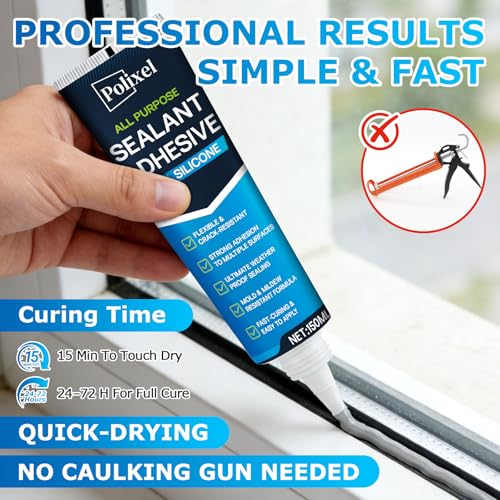Gray RTV Silicone Sealant Adhesive – 100% Waterproof Caulk for Bathroom, Kitchen, Automotive, Windows & Plumbing Shrink & Crack Proof, Flexible, Strong Adhesion – 5oz / 150g - color: GRAY