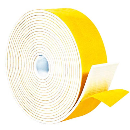 Yotache White Foam Rubber Seal Strip Tape 2" x1/8", Adhesive Closed Cell Foam Weather Stripping Tape, Total 16 Feet Long - size: 2"x1/8"x16 FT