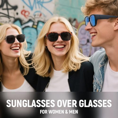 HAOLOTA Polarized Fit Over Glasses Sunglasses for Men Women,UV400 Protection Wrap Around Shades for Driving & Outdoor - color: Black/Grey + Grey/Grey + Grey/Blue