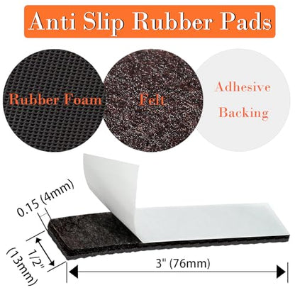 Fursafe&Q Non Slip Furniture Pads - Furniture Grippers for Hardwood Floors, 30 PCS Brown Non Skid Pads for Furniture Legs, Self Adhesive Rubber Furniture Floor Protectors - Keep Furniture in Place - size: 30 Pcs Rectangular