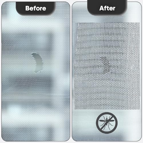 Secopad 5" x 7" Black/Grey Screen Repair Kit, 6 PCS Window Screen Patch Repair Tape for Mesh Window Door, Strong Adhesive Fiberglass Mesh Pacth Tape - color: Black