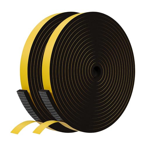 Weather Stripping Door Seal Strip,Black Weatherproof Foam Tape Insulation for Sliding Door, Front Door Frame, Windows (1/2 in x 1/4 in x 65.6Ft) - color: Black, size: 1/2Inx1/4Inx65.6Ft
