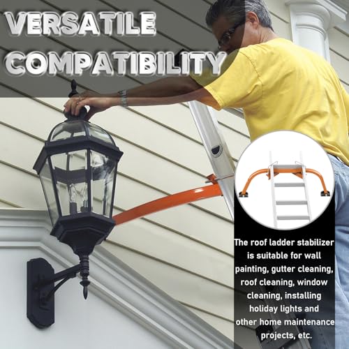 Ladder Stabilizer Accessory for Roof Gutter with Wrench, Wing Span Wall Ladder Standoff, roof Ladder stabilizer Easily attaches with U Bolt, Stabilized Support, 375 lbs Weight Rating