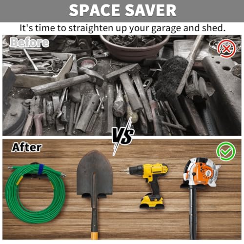 Upgraded Trimmer Rack Wall Mount - 8" Heavy Duty Weed Eater Hanger for Garage Wall, Garden Power Tool Holder Organizer Hooks for Grass Trimmer, Hedge Trimmer, Leaf Blower and Chainsaw, Black, 3 Pack - color: Black-3Pack