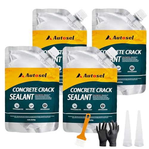 Concrete Crack Filler, High Elasticity Cement Crack Repair Sealant, Self-Leveling Waterproof Caulking Glue for Driveways, Walkways, Patios, Outdoor Concrete Joint Repair-4 PCS - style: 4.42LB