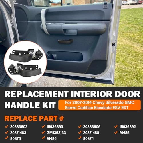 Yinlowa Interior Door Handle Kit Front Rear Left Right Side for 2007-2013 Chevy Silverado Tahoe Suburban Avalanche, GMC Sierra Yukon, Cadillac Escalade, Replace 20833606 20833602 80374 15936892 - size: Left Driver Side + Right Passenger Side