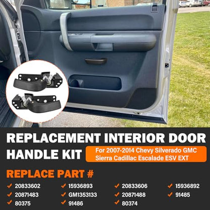 Yinlowa Interior Door Handle Kit Front Rear Left Right Side for 2007-2013 Chevy Silverado Tahoe Suburban Avalanche, GMC Sierra Yukon, Cadillac Escalade, Replace 20833606 20833602 80374 15936892 - size: Left Driver Side + Right Passenger Side