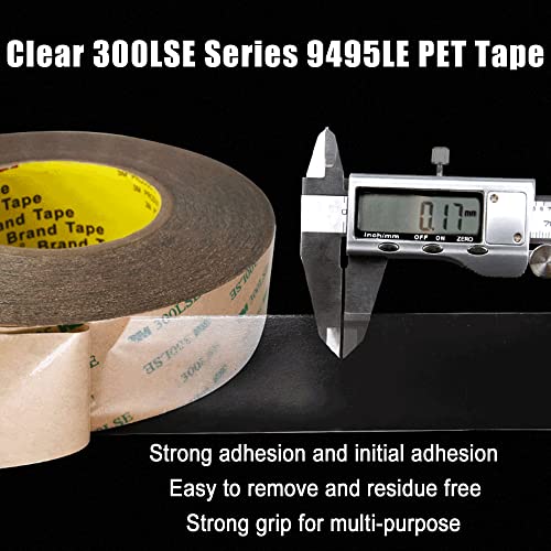 3M 300LSE Double Side Tape Heavy Duty 36ft, Clear Mounting Tape Removable for Scrapbook,Transparent Sticky Tape Picture Hanging Strips, Adhesive Tape for LED Poster Art Craft - size: 0.39in x 36ft