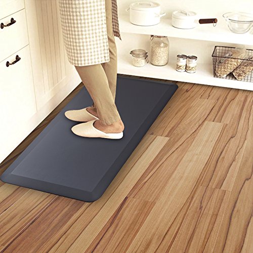 Cook N Home Anti Fatigue Floor Mat - 3/4 Inch Thick Perfect Kitchen Mats for Floor, Standing Desk Mat - Comfort at Home, Office, Garage -Durable - Stain Resistant - Non-Slip Bottom (39 x 20", Black) - style: Faux Leather Black
