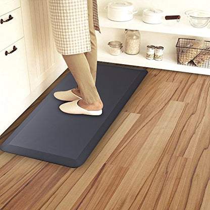 Cook N Home Anti Fatigue Floor Mat - 3/4 Inch Thick Perfect Kitchen Mats for Floor, Standing Desk Mat - Comfort at Home, Office, Garage -Durable - Stain Resistant - Non-Slip Bottom (39 x 20", Black) - style: Faux Leather Black
