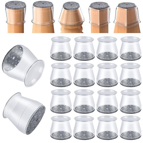 16 Pcs Chair Leg Floor Protectors - Silicone Felt Pads, Scratch-Proof & Noise-Free, Easy Smooth Moving, Large Size (Fits Round Chair Legs: 1-5/16" to 2" Diameter) - color: Clear-16pcs, size: Universal Large