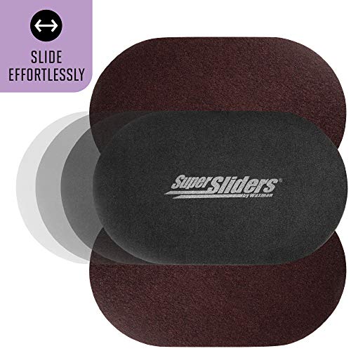 Super Sliders 9 1/2” x 5 3/4” Reusable XL Heavy Furniture Sliders, Felt Floor Protectors for Hardwood Floors, Brown (4 Pack)