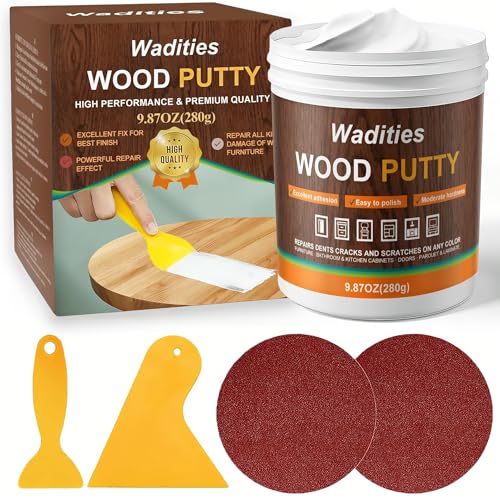 Wadities White Wood Filler, White Wood Putty, Paintable Stainable Wood Repair Putty, 9.87 Ounce Wood Furniture Repair kit, Quickly Repair Wood Cracks and Holes on Wooden Floor Furniture (White) - color: White