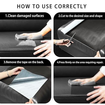 Leather Repair Tape,16x63 inch Self Adhesive Leather Repair Patch,Vinyl Leather Repair Kit for Furniture,Car Seats,Couches,Sofas,Office Chairs,Black - color: Black, size: 16*63inch