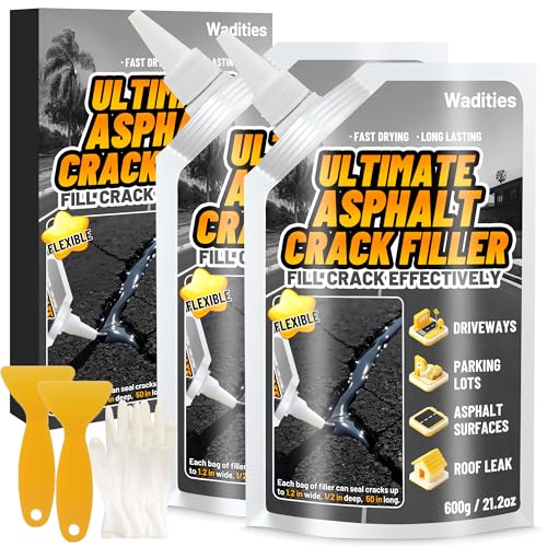 Asphalt Crack Filler, 2.65LB High Elasticity Cement Crack Filler, Self Leveling Waterproof Repair Sealant for Driveway, Walkway, Blacktop Concrete Joint, Outdoor Quick Drying Sealer - Black - style: 2pcs, 2.65LB