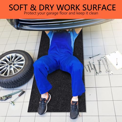 Oil Spill Mat, 2 PCS 36×60 Inch Garage Floor Mat for Under Car, Waterproof, Reusable Washable Premium Oil Absorbent Pads Protects Floor from Oil Drips and Spills, Non-Slip, Black - size: 36" x 60"-2pcs