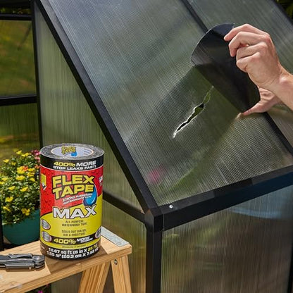 Flex Tape, Original Thick Flexible Rubberized Waterproof Tape - Seal and Patch Leaks, Works Underwater, Indoor Outdoor - Home RV Roof Plumbing and Pool Repairs, Black, 8 in x 5 ft, Pack of 1