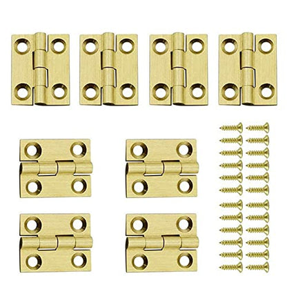 Mini Solid Brass Hinges Cabinet Drawer Butt Hinges for Jewelry Chest Wood Box,1/1.5/2.5Inch,8PCS (1Inch) - size: 1inch
