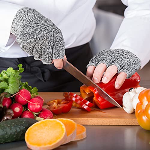 Geyoga 2 Pair Cut Resistant Half Finger Protection Gloves for Home Use (Grey) - color: Grey