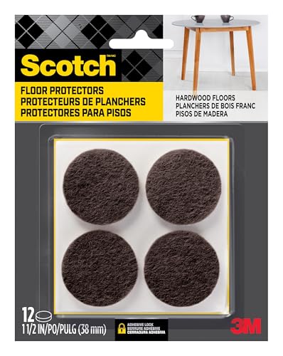 Scotch Felt Pads, Felt Furniture Pads for Protecting Hardwood Floors, Round, Brown, 1.5-in Diameter, 12 Pads - style: 12 Pads