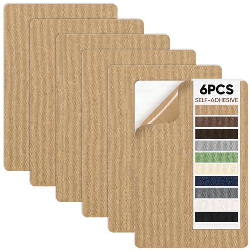 Canvas Repair Patch 5.5 x 8 Inches 6Pcs Self-Adhesive Waterproof Canvas Patch Kit for Repairing Tents,Sofas,Boat Covers,Camping Chair,Awnings,Car Seats.（Khaki） - color: Khaki, size: 5.5"×8"