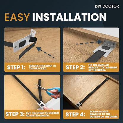 DIY Doctor Drawer Doctor Kit - Mend Repair Broken Buckled Drawers - Strengthener & Reinforcers - 3 Pack - size: 3x Drawer Kit