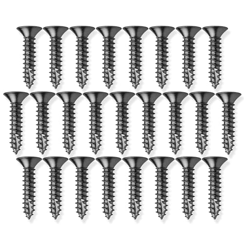 Cauldham Black Wood Screws #9 x 1 Inch for Door Hinges - 25 Pack - color: Black