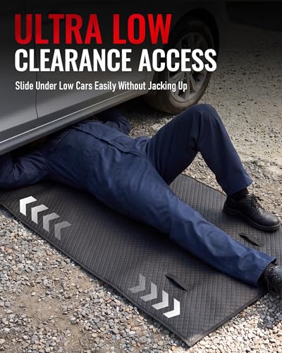 Creeper Rolling Mat, 60" x 28" Portable Car Repair Mat, Foldable Mechanics Mat with Storage Bag for Low Clearance Vehicles and Uneven Surfaces, Garage Floor Work