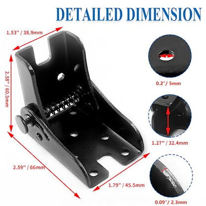 2 Pack Folding Table Leg Brackets, Black Foldable Self-Locking Hinge Extension Support Brackets with Screws for Table Chair Bed Leg Feet Workbench
