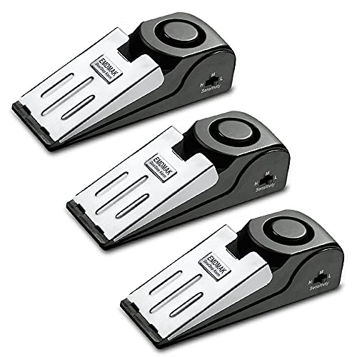 EMDMAK Door Stop Alarm with 120DB Siren Door Stop for Home & Travel (Black) (Pack of 3) - color: Black, size: 3 Pack