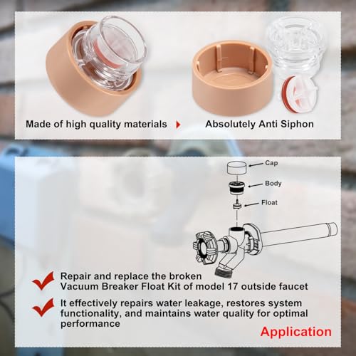 youour RK-17VB Vacuum Breaker Float Kit, Freezeless Anti-Siphon Wall Faucet Repair Kit, Anti Siphon Valve Repair Kit, Compatible with Woodford Model 17 (4 Pack) - size: RK-17VB