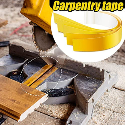 Fabbay Zero Gap Woodworking Tape for More Accurate Cuts On Miter Saw Table Saw PVC Self Adhesive Strips for Positioning Wood Cutting, 2 x 14 Inch, Yellow (5 Pcs)