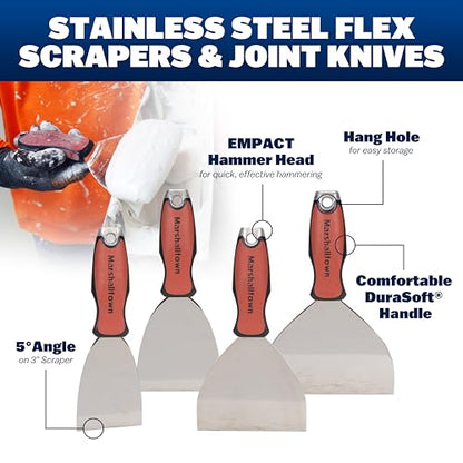 MARSHALLTOWN Stainless Joint Knife Tool Kit, Steel Drywall Finishing Tools, DTKJNT1