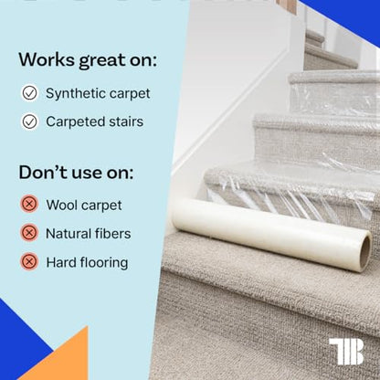 TapeManBlue Carpet Protection Film 36" x 200' roll, Self Adhesive Plastic Carpet Protector Film with Clean Removal & Easy Unwind, Durable Protection Tape to Shield Your Surface from Dirt and Spills - size: 36" x 200' (1 roll)
