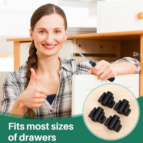 Juexica False Cabinet Front Clip False Drawer Front Clips Sink Tip Out Snap with Screws Screwdrivers for Hardware Replacements - color: Black