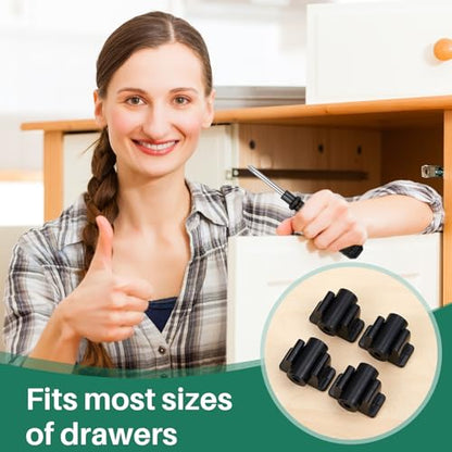 Juexica False Cabinet Front Clip False Drawer Front Clips Sink Tip Out Snap with Screws Screwdrivers for Hardware Replacements - color: Black